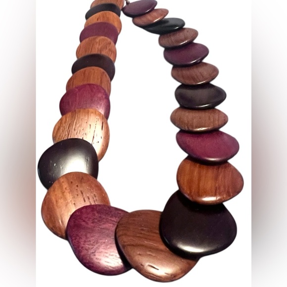 IOB - Vintage - 80s Avon Subtle Hues Wooden Necklace - Picture 2 of 4